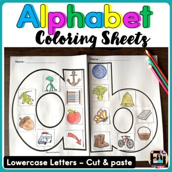 Preview of Lowercase Alphabet Coloring Activity Beginning Sound A-Z 