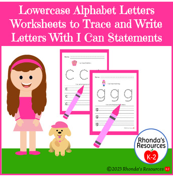 Preview of Lowercase Alphabet Letters To Trace And Write With I Can Statements