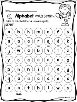 Lowercase Alphabet Maze Search Dot Dobber Activity by Doodling Duchess