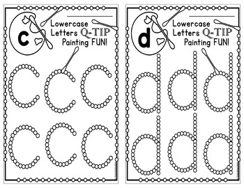 lowercase alphabet q tip painting activity for preschool or kindergarten