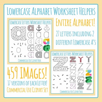 lowercase alphabet worksheet helper clip art bundle 459