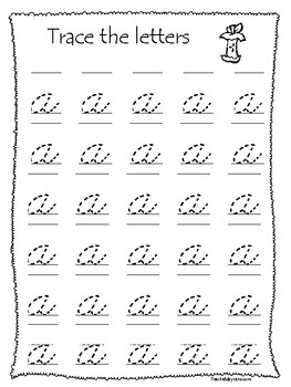 Free Printable Lowercase Cursive Tracing Worksheet