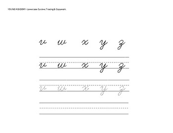 lowercase cursive alphabet tracing and copywork by young