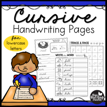Preview of Lowercase Cursive Handwriting Practice Pages