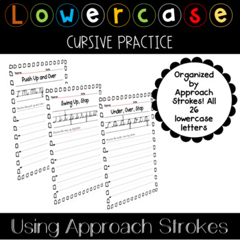 Preview of Lowercase Cursive Student Practice Pages using approach strokes
