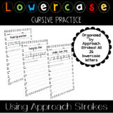 Lowercase Cursive Student Practice Pages using approach strokes