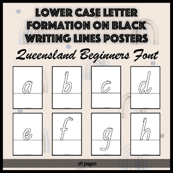 Preview of Lower Case Letter Formation on Black Writing Lines Posters Queensland Beginners