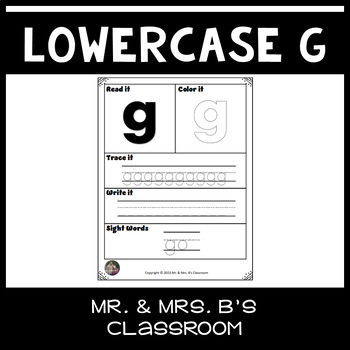 Lowercase Letter g Worksheet by Mr and Mrs Bs Classroom | TPT
