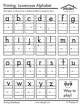 Lowercase Letters Printable By Playapy Teachers Pay Teachers