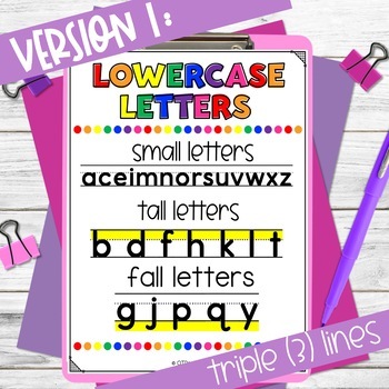 Lowercase Letters Sizing Guide (tall, small, fall) by OTResources