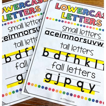 OT HANDWRITING | printable visual | tall small fall letters | size guide