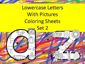 Lowercase Letters With Pictures Coloring Sheets Set 2 by
