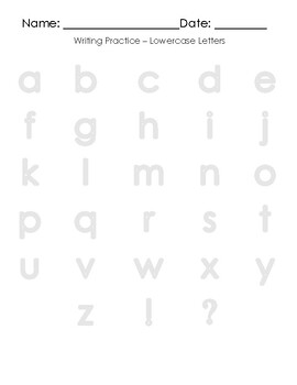 Preview of Lowercase Letters Writing Practice