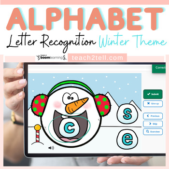 Preview of Lowercase Letters of the Alphabet Recognition Winter Activity Boom Digital Cards