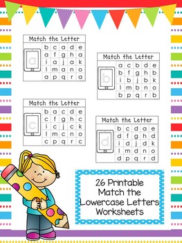 lowercase match the letter worksheets work mats preschool kindergarten phonics