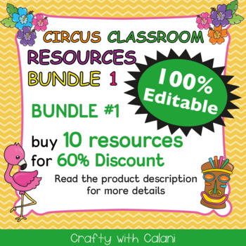 Preview of Luau Classroom Theme Bundle #1 - 100% Editable