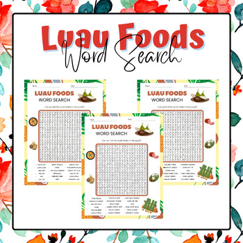 Luau Word Search Teaching Resources TPT