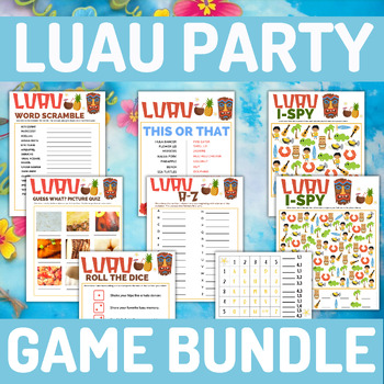 Preview of Luau Games, Activities for SEL, Brain Breaks, Puzzles & Games, Classroom Party