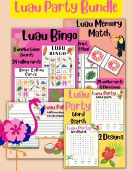 Preview of Luau Party Bundle - Hawaiian Party - Birthday Party - Class Party
