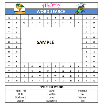 luau word search teaching resources teachers pay teachers