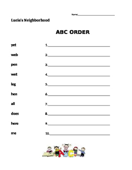 Preview of Lucia's Neighborhood ABC order - Journeys 1st Grade