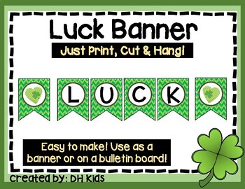 Preview of Luck Banner - St. Patrick's Day Banner - March Bulletin Board Sign