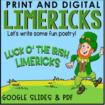 Preview of St Patrick's Day Poetry | Limerick Writing Activity | Print and Digital