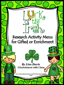 Preview of Luck O' the Irish Gifted/Enrichment Activity Menu