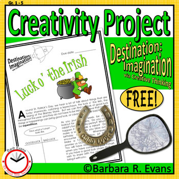 Preview of CREATIVE THINKING PROJECTS St. Patrick's Day Activity GATE HOTS Enrichment