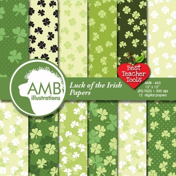 Preview of Digital Papers, St. Patrick's Day, Irish papers and backgrounds AMB-443