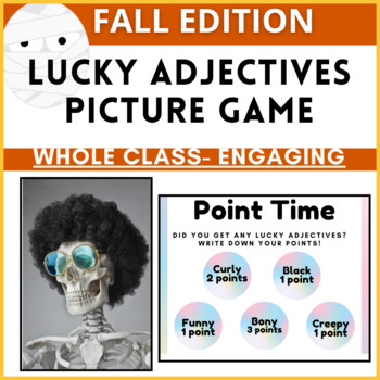 Preview of Lucky Adjectives Practice Game High Engagement Review Fall Edition
