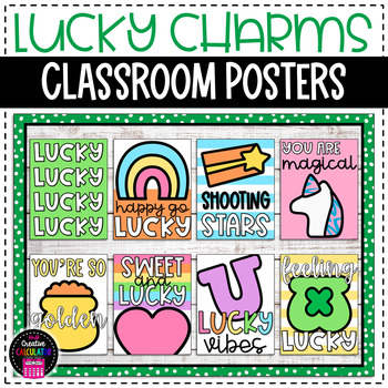 Preview of Lucky Charms Classroom Posters - St Patrick's Day Classroom Decor