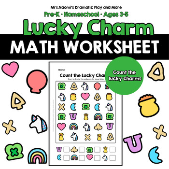 Preview of Lucky Charms Counting Worksheet, PreK, Math, Easy-to-use, Worksheets