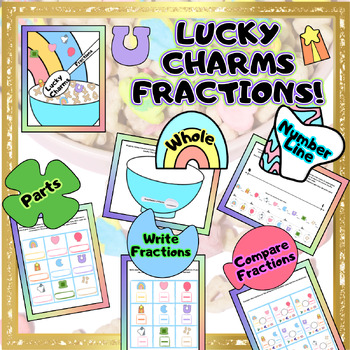 Preview of Lucky Charms Fractions Number Line Compare Part Whole Math St Patricks Day
