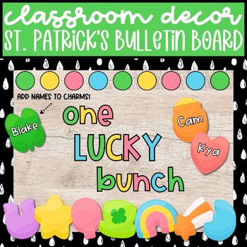 Preview of Lucky Charms St. Patrick's Day Bulletin Board, March Door Decor with Name Tags
