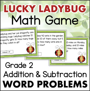 Preview of 2nd Grade Addition & Subtraction within 100 Word Problems Game Math Practice