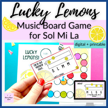 Preview of Lucky Lemons // Sol Mi La Printable AND Digital Board Game for Solfege