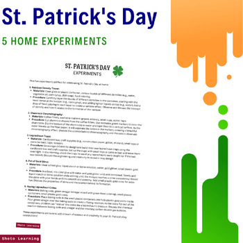 Preview of Lucky Leprechaun Science Kit: 5 Fun Experiments for St. Patrick's Day