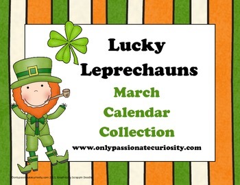 Preview of Lucky  Leprechauns March Calendar Card Collection for Pocket Charts