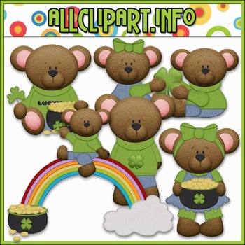 Preview of Lucky Little Bears Clip Art & Digital Stamp Bundle