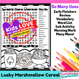 Lucky Marshmallow Cereal St Patrick’s Word Search Puzzle A