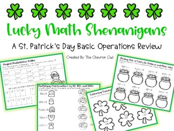 Preview of Lucky Math Shenanigans -- A St. Patrick's Day Basic Operations Review