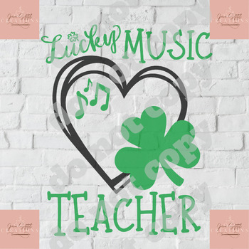 Preview of Lucky Music Teacher SVG and PNG--300 dpi, St. Patrick's Day digital print