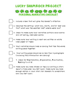Preview of Lucky Shamrock Project Narrative Checklist