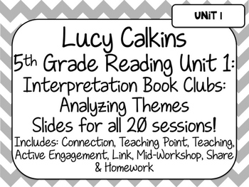 Preview of Lucy Calkins Unit Plans: 5th Grade Reading Unit 1-Interpretation Book Clubs