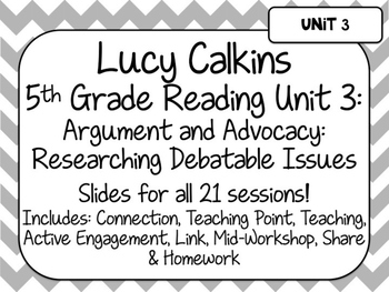 Preview of Lucy Calkins Unit Plans 5th Grade Reading Unit 3-Argument & Advocacy Powerpoint