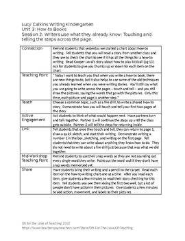 Preview of Lucy Calkins Writing Kindergarten Unit 3 Outlines - editable