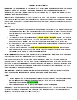 lucy calkins lesson plans 6th grade writing workshop personal
