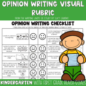 Preview of Lucy Calkins Opinion Writing Checklist for Kindergarten and First Grade