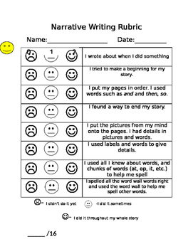 Lucy Calkins Unit 4 1st grade Narrative writing rubric with growth mindset